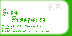 zita prosznitz business card